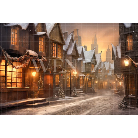 Fabric Photography Background Christmas Village / Backdrop 4278