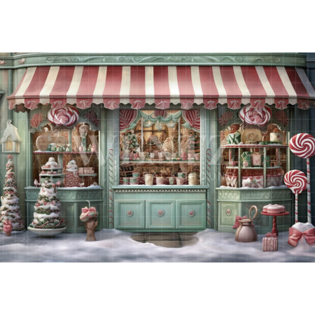 Fabric Photography Background Christmas Candy Shop / Backdrop 4294