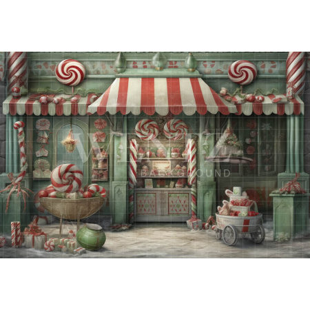 Fabric Photography Background Christmas Candy Shop / Backdrop 4295