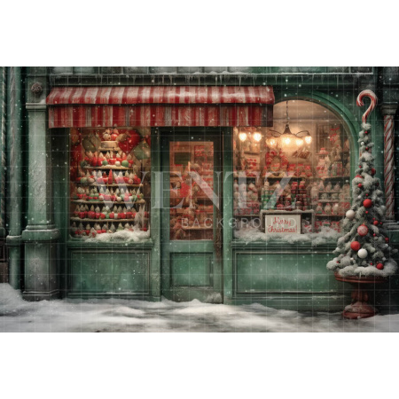 Fabric Photography Background Christmas Candy Shop / Backdrop 4296