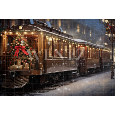 Fabric Photography Background Christmas Train / Backdrop 4302