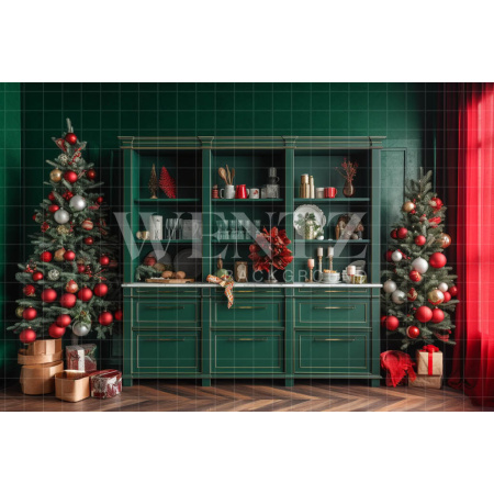 Fabric Photography Background Christmas Cabinet / Backdrop 4307