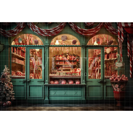 Fabric Photography Background Christmas Candy Shop / Backdrop 4319