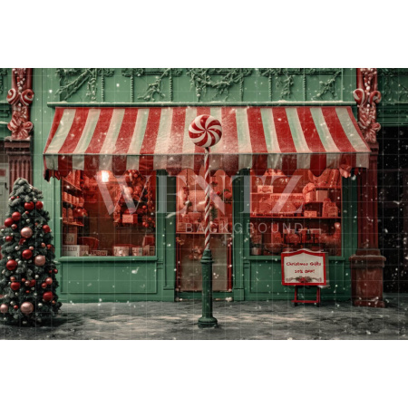 Fabric Photography Background Christmas Candy Shop / Backdrop 4320