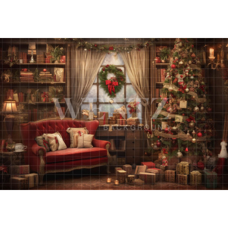 Fabric Photography Background Vintage Christmas Room / Backdrop 4330