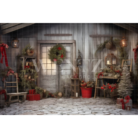 Fabric Photography Background Rustic Christmas Set / Backdrop 4335