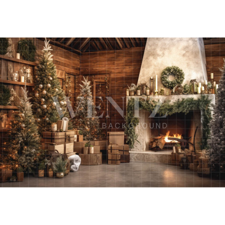 Fabric Photography Background Christmas Set with Fireplace / Backdrop 4343