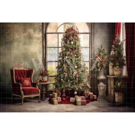 Fabric Photography Background Vintage Christmas Room / Backdrop 4354