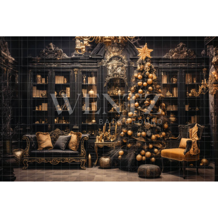 Fabric Photography Background Vintage Christmas Room / Backdrop 4355