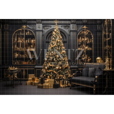 Fabric Photography Background Vintage Christmas Room / Backdrop 4356