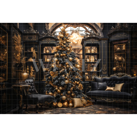 Fabric Photography Background Vintage Christmas Room / Backdrop 4358