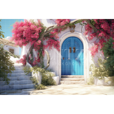 Fabric Photography Background Greek House / Backdrop 4368