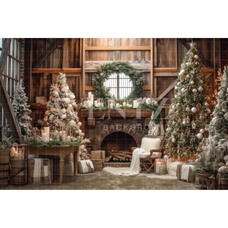 Fabric Photography Background Christmas Set with Fireplace / Backdrop 4369