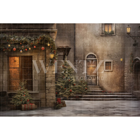 Fabric Photography Background Christmas Village / Backdrop 4370