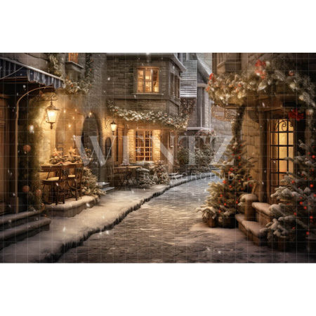 Fabric Photography Background Christmas Village / Backdrop 4372