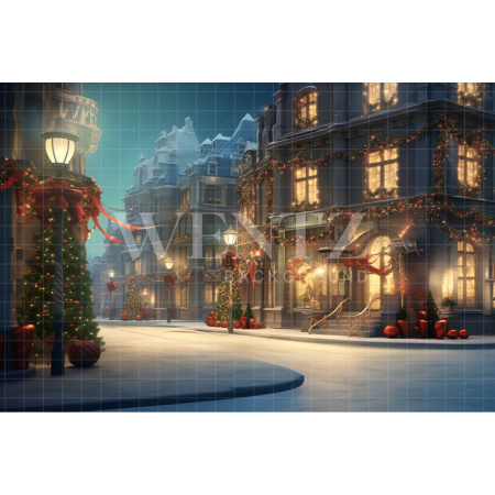 Fabric Photography Background Christmas Village / Backdrop 4378