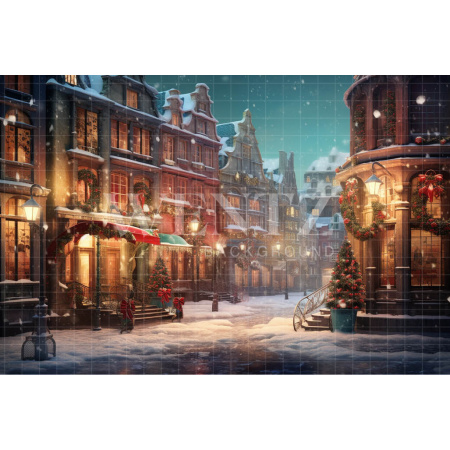 Fabric Photography Background Christmas Village / Backdrop 4387