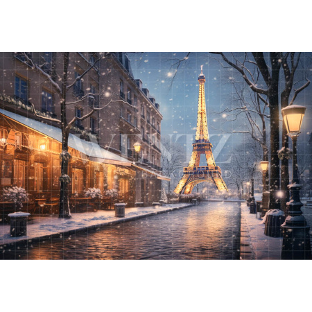 Fabric Photography Background Winter in Paris / Backdrop 4394