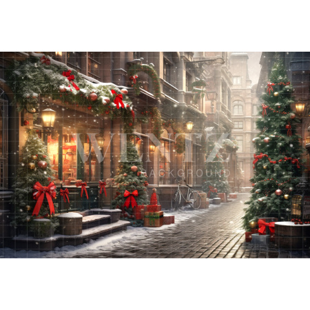 Fabric Photography Background Christmas Village / Backdrop 4399