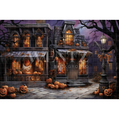 Fabric Photography Background Halloween Village / Backdrop 4506