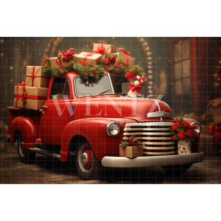 Fabric Photography Background Christmas Pickup Truck / Backdrop 4515