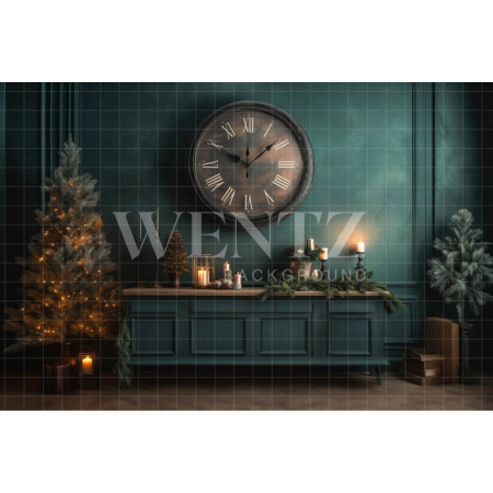 Fabric Photography Background Christmas Set with Clock / Backdrop 4518