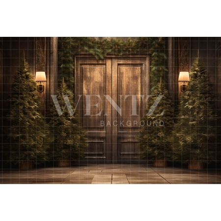 Fabric Photography Background Rustic Christmas Door / Backdrop 4525