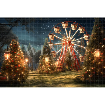 Fabric Photography Background Christmas Amusement Park / Backdrop 4526