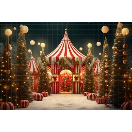 Fabric Photography Background Christmas Circus / Backdrop 4528