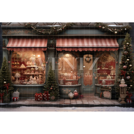 Fabric Photography Background Christmas Store Front / Backdrop 4531