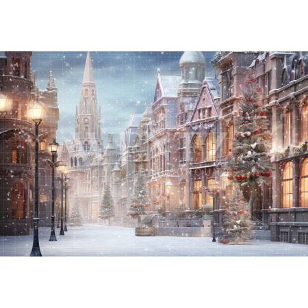 Fabric Photography Background Christmas Village / Backdrop 4532