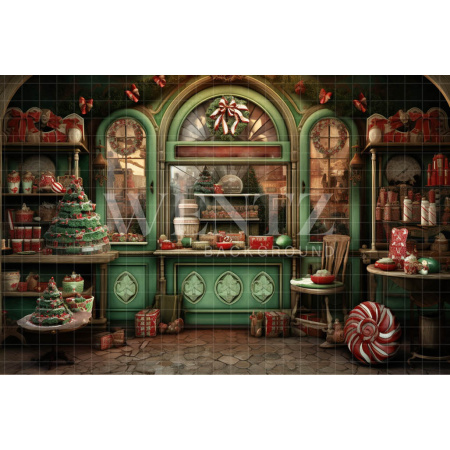 Fabric Photography Background Christmas Candy Shop / Backdrop 4537