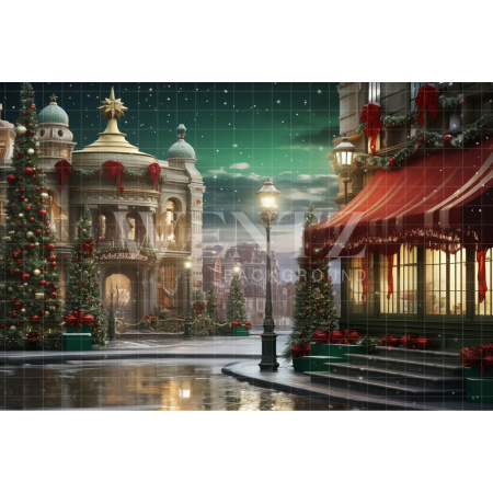 Fabric Photography Background Christmas Village / Backdrop 4542