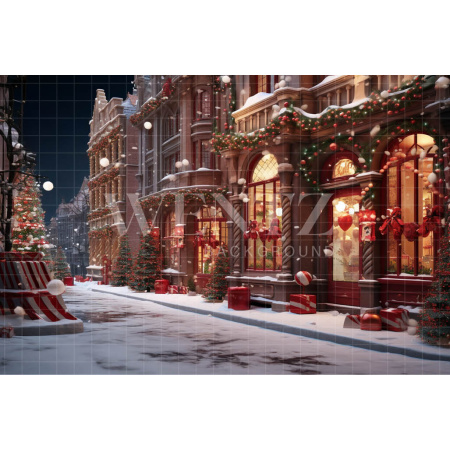 Fabric Photography Background Christmas Village / Backdrop 4543