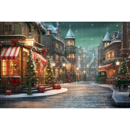 Fabric Photography Background Christmas Village / Backdrop 4544