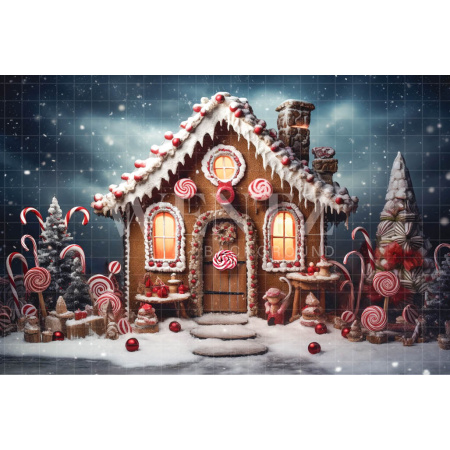 Fabric Photography Background Gingerbread House / Backdrop 4550