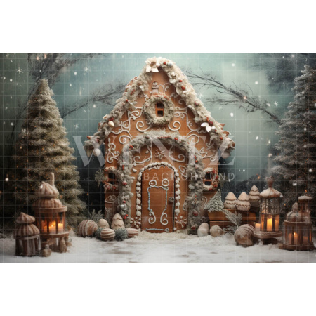 Fabric Photography Background Gingerbread House / Backdrop 4551