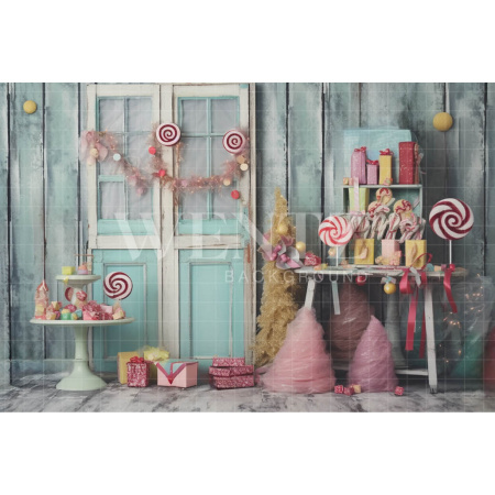 Fabric Photography Background Set with Christmas Candies / Backdrop 4557