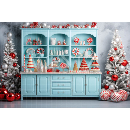 Fabric Photography Background Cabinet with Christmas Candies / Backdrop 4558