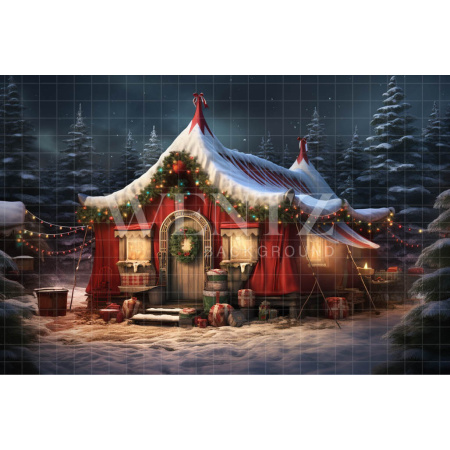 Fabric Photography Background Santa's House / Backdrop 4570