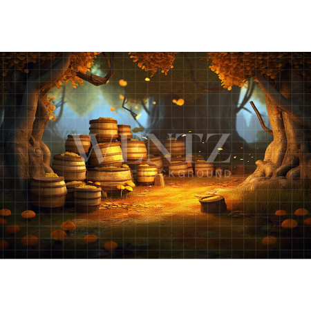 Fabric Photography Background Woods with Barrels / Backdrop 4574