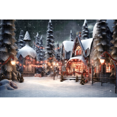 Fabric Photography Background Christmas Village / Backdrop 4575