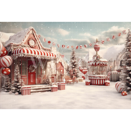 Fabric Photography Background Christmas Village / Backdrop 4578