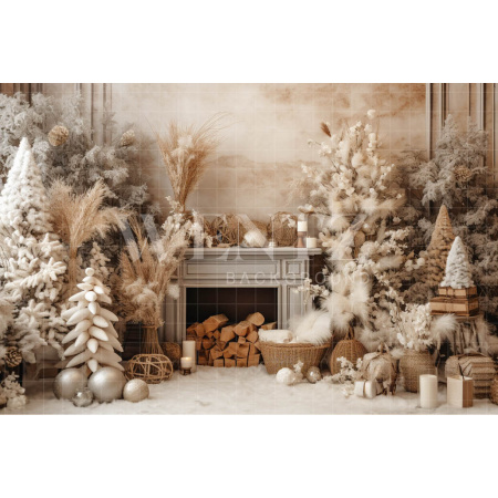 Fabric Photography Background Rustic Room with Fireplace / Backdrop 4590