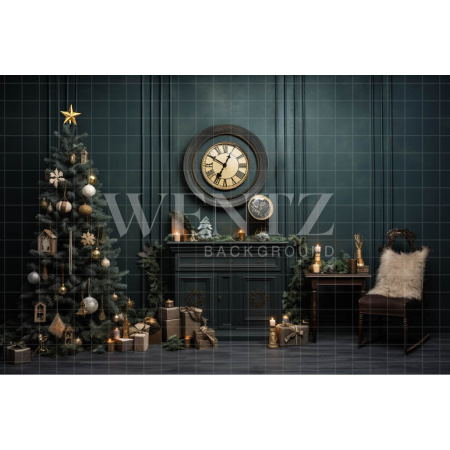 Fabric Photography Background Vintage Christmas Room / Backdrop 4592