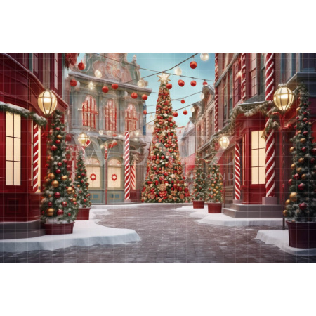 Fabric Photography Background Christmas Village / Backdrop 4593