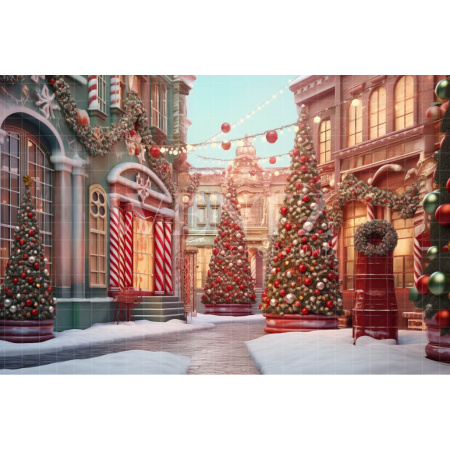 Fabric Photography Background Christmas Village / Backdrop 4594