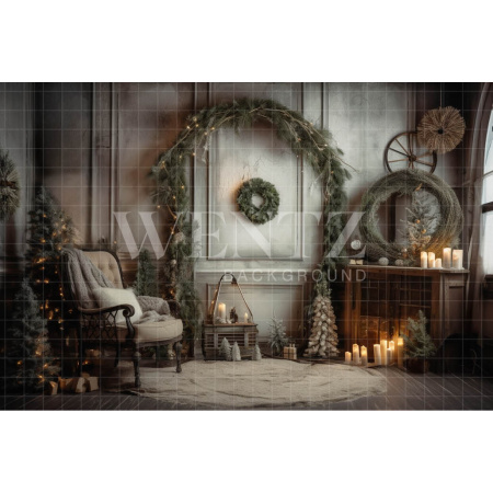 Fabric Photography Background Rustic Christmas Room / Backdrop 4595