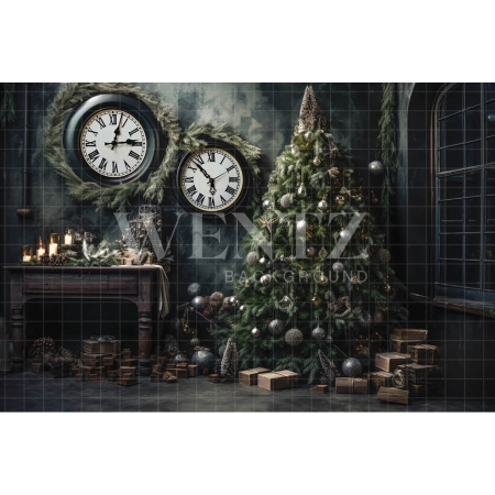 Fabric Photography Background Vintage Christmas Room / Backdrop 4596