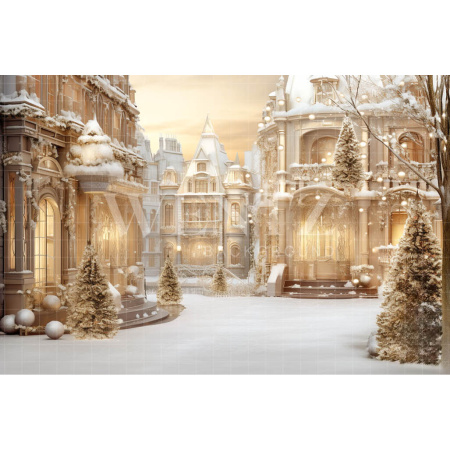 Fabric Photography Background Christmas Village / Backdrop 4604